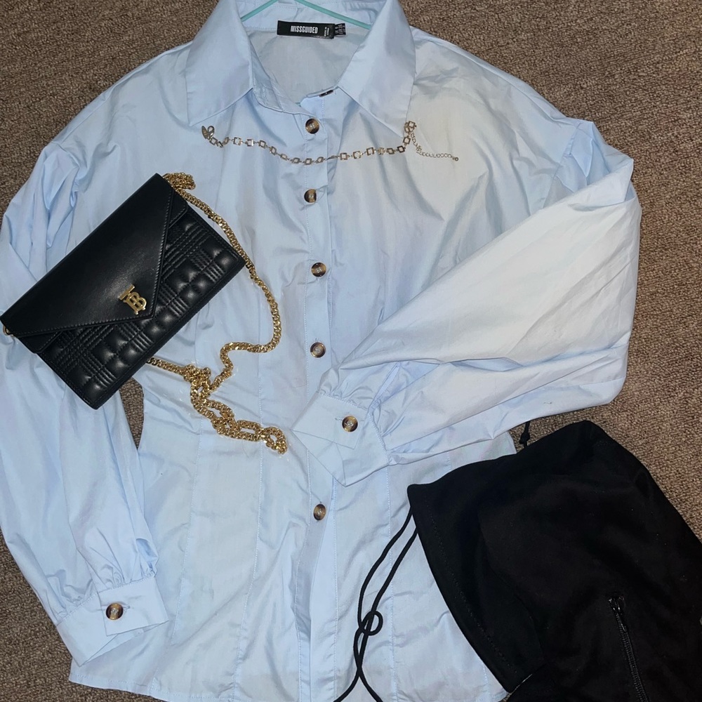 Blue poplin dress from misguided